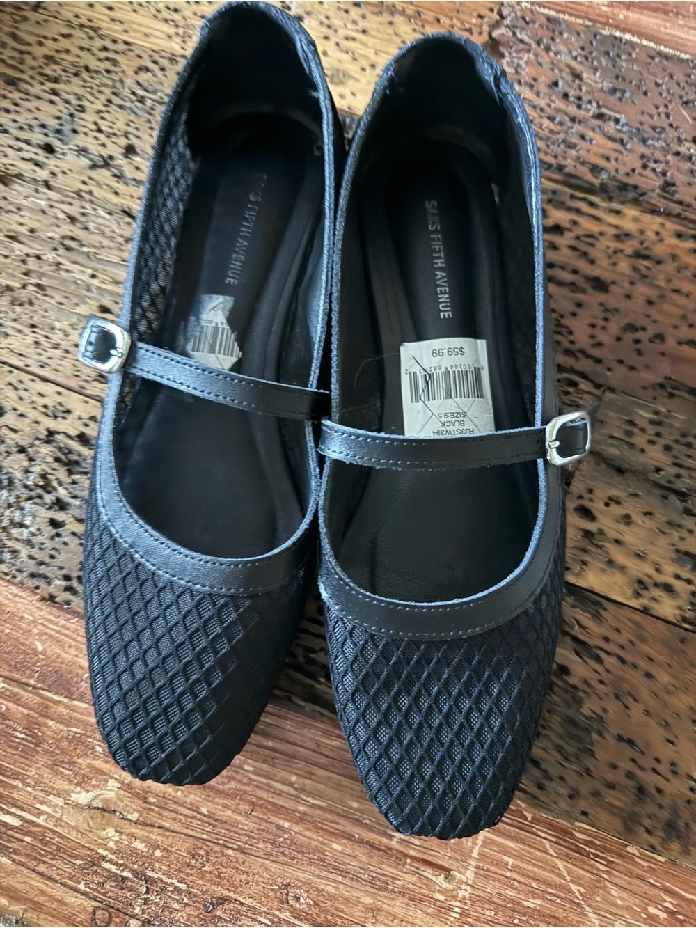 Saks Fifth Avenue Black Quilted Mary Jane Flats - Picture 3 of 4